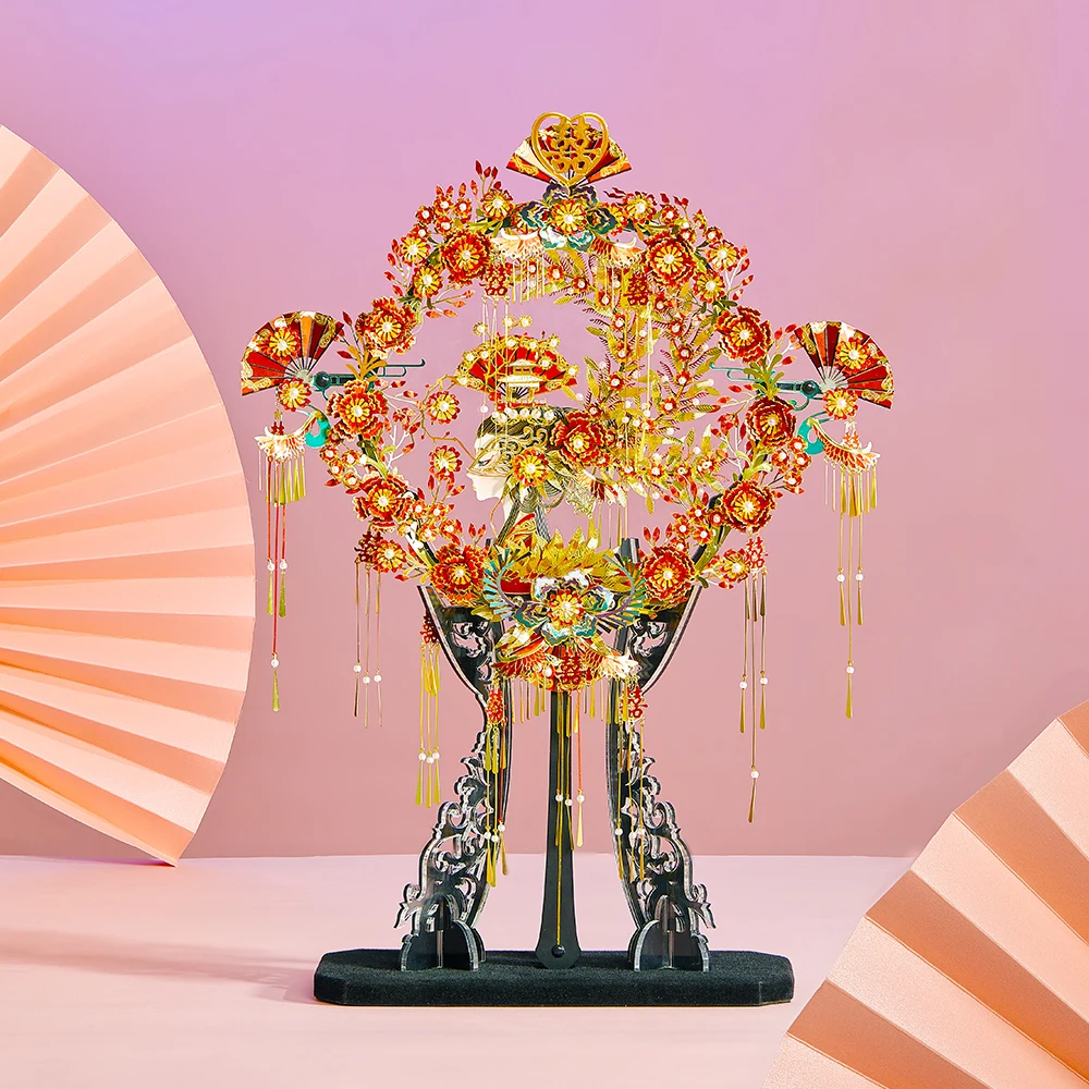 Chinese Wedding Fan 3D Metal Model Kit decorative display