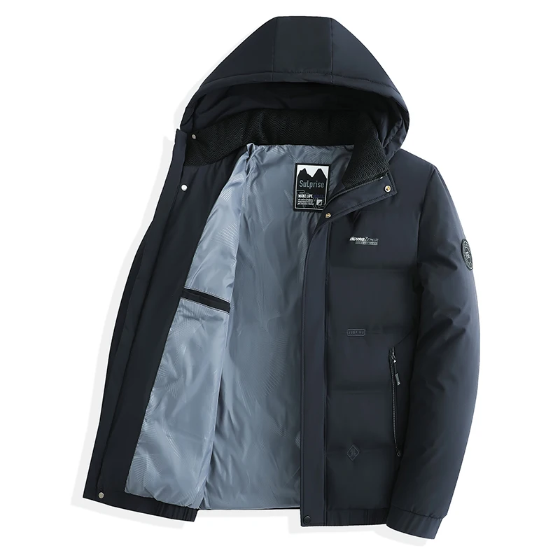 

Male Thermal Windbreaker Parka Winter Warm Men's Padded Jackets Casual Men Cotton Thicken Warm Removable Hooded Parkas Clothing