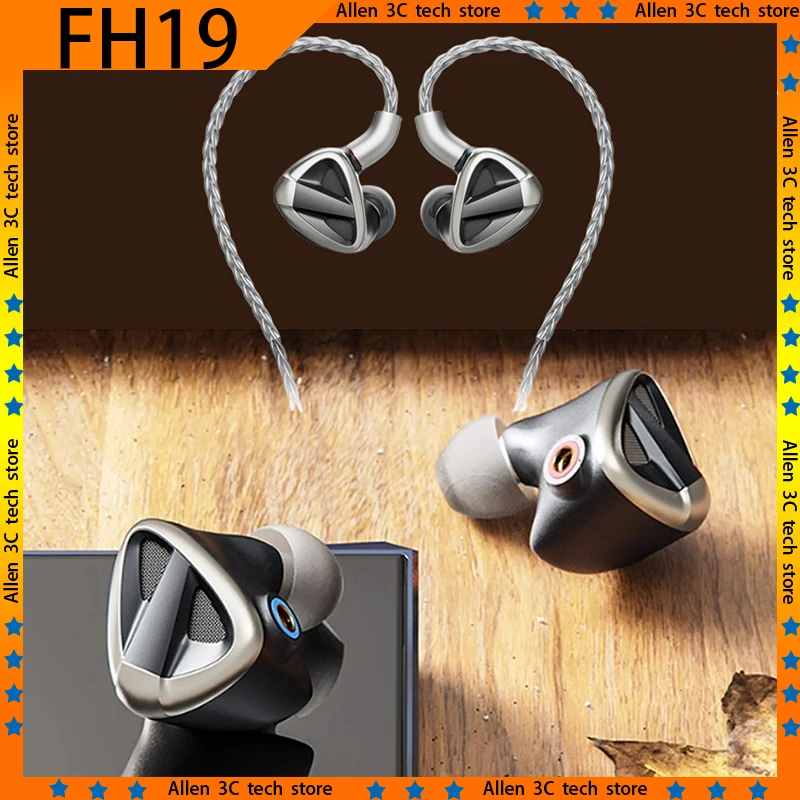 Original FiiO FH19 HiFi Earphone 2 Dynamic 6 BA Hybrid Driver IEM Detachable MMCX Headphone Cable for Musician Audiophile Earbud