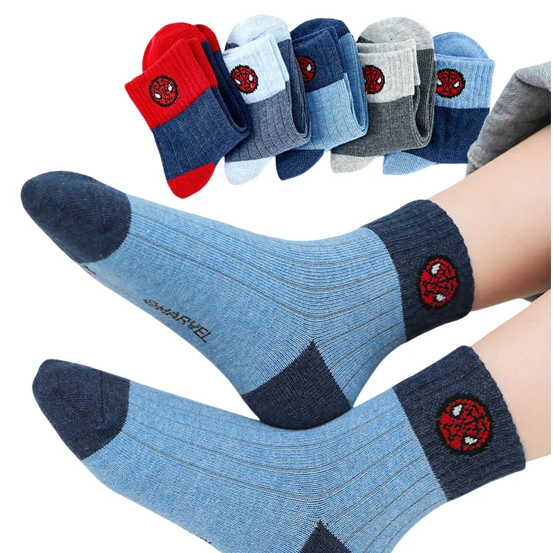 Marvel Anime Spider-Man creative peripheral children's comfortable cotton socks autumn fashion personality cute mid-tube socks