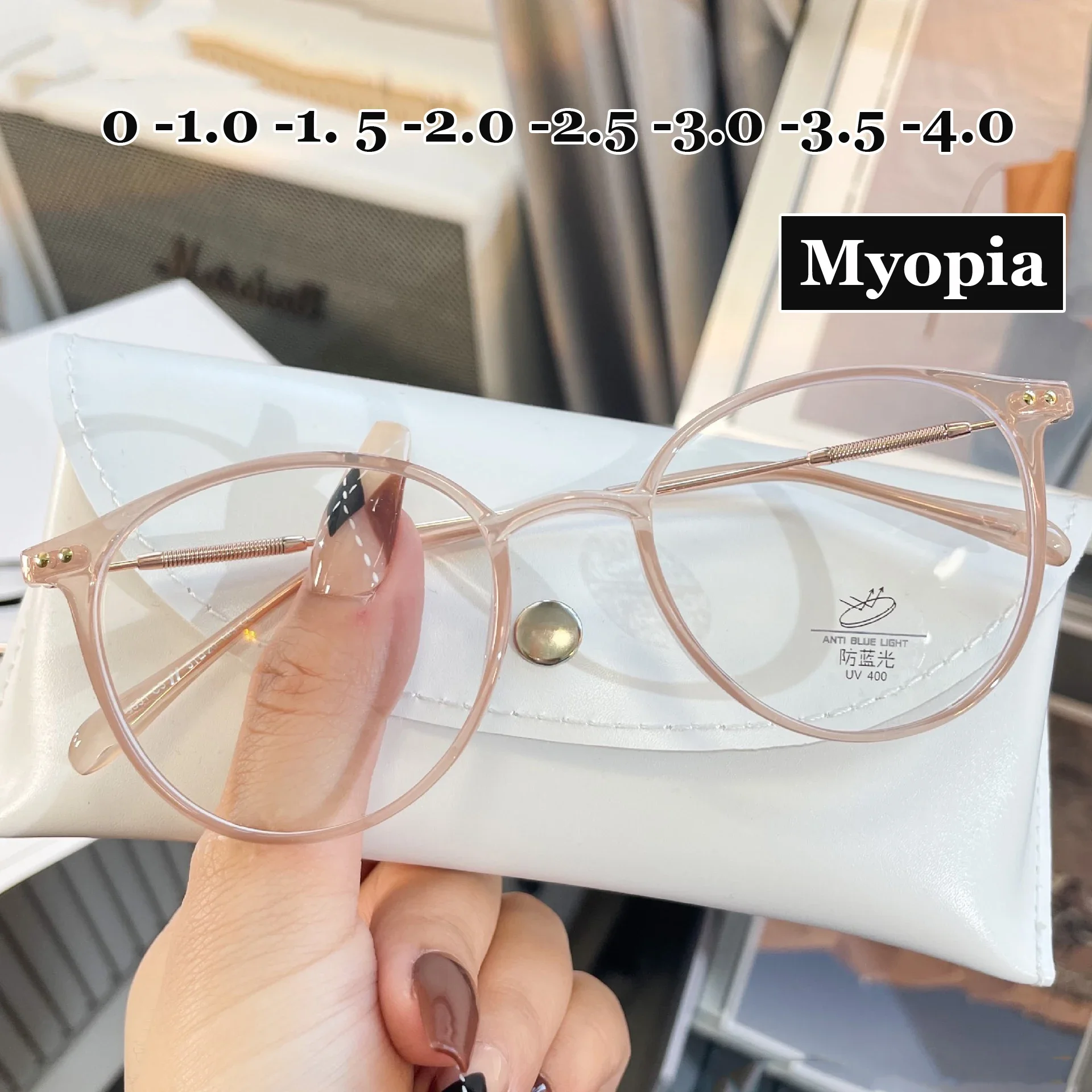 

Vintage Round Myopia Glasses Blue Light Blocking Minus Glasses Finished Optical Prescription Near Sight Eyeglasses with Diopter