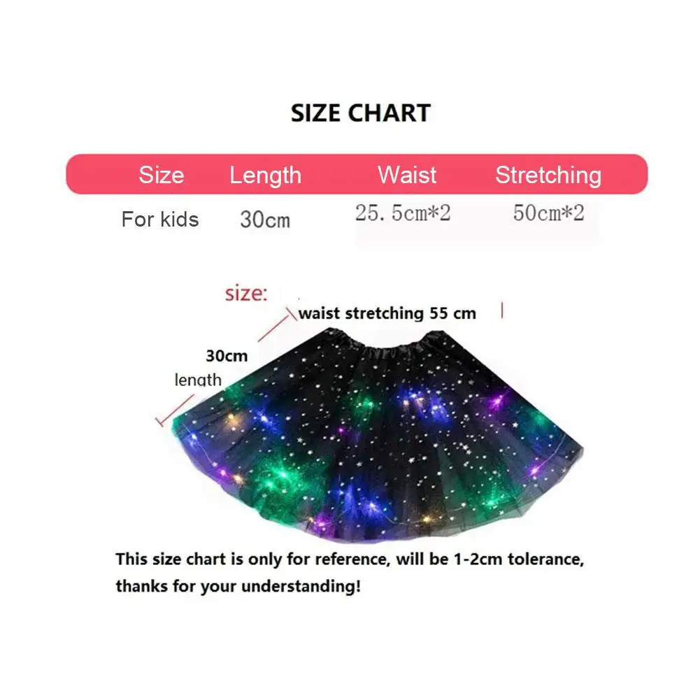 LED Skirt Neon Light Up Tutu Stage Dance Glow Birthday Party Gift For Girl Flower Crown Fairy Costume Magic Wand Christmas