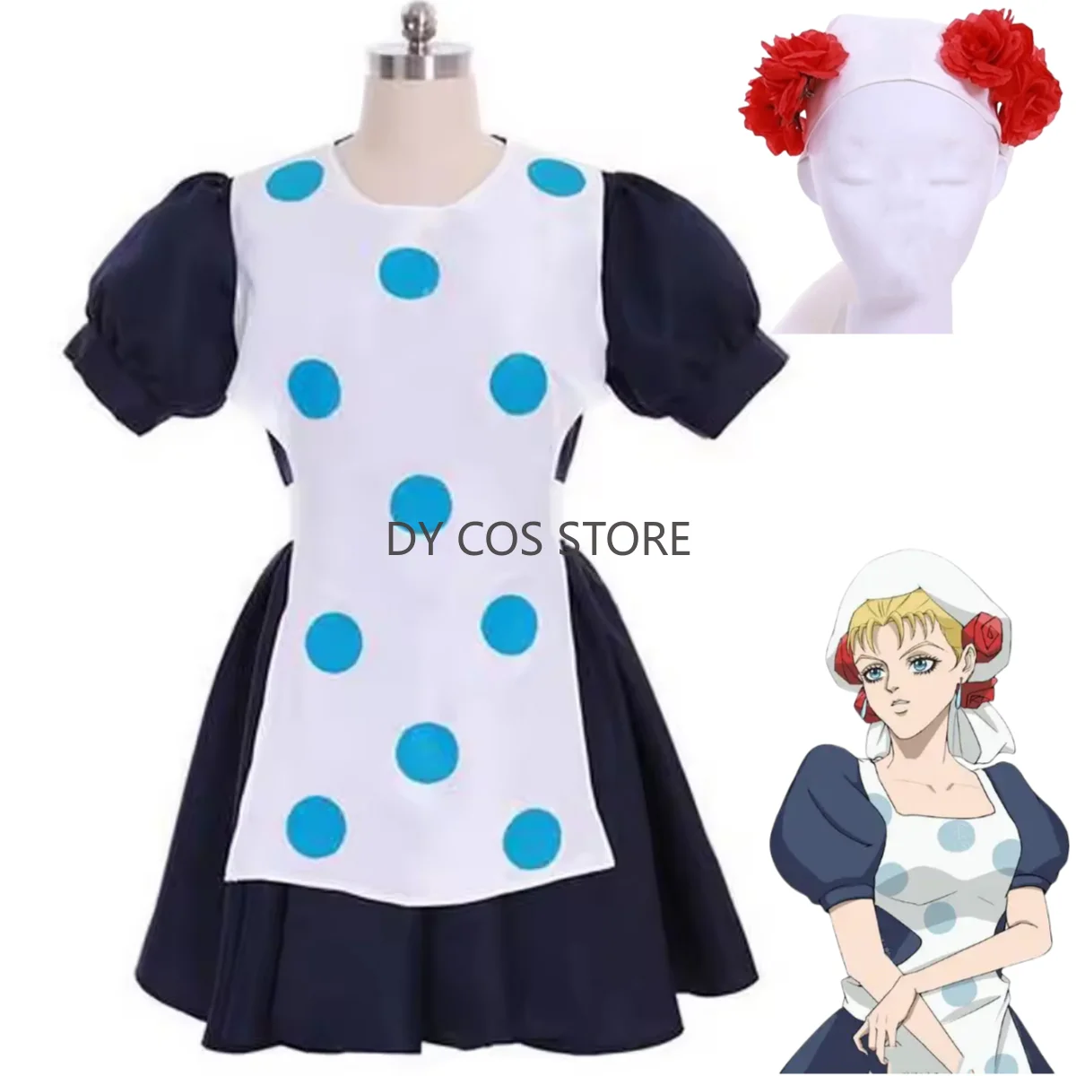 

Custom Any Size Plus Size Anime JoJo's Bizarre Adventure Susie Q Cosplay Costume Maid Dress Headwear Man Woman Kawaii Party Suit