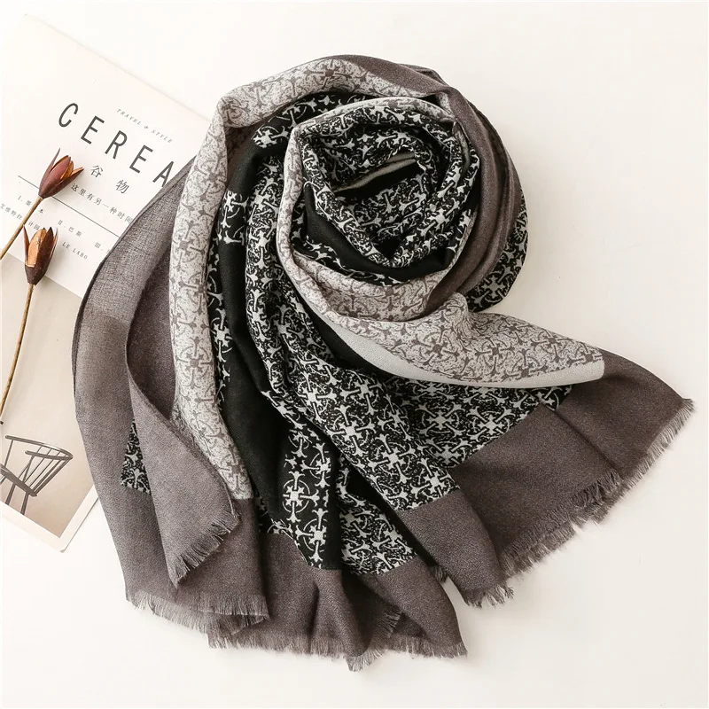 Women Vintage Long Printed Patchwork Neck Scarf Autumn Shawls and Wraps Female Muslim Hijab Bufanda Sjaal