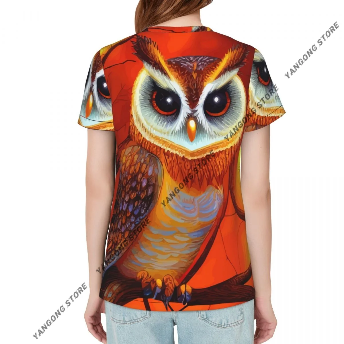 Women's T-shirt ladies casual Retro Owl In The Forest female T-shirt short-sleeved T-shirt summer thin tops
