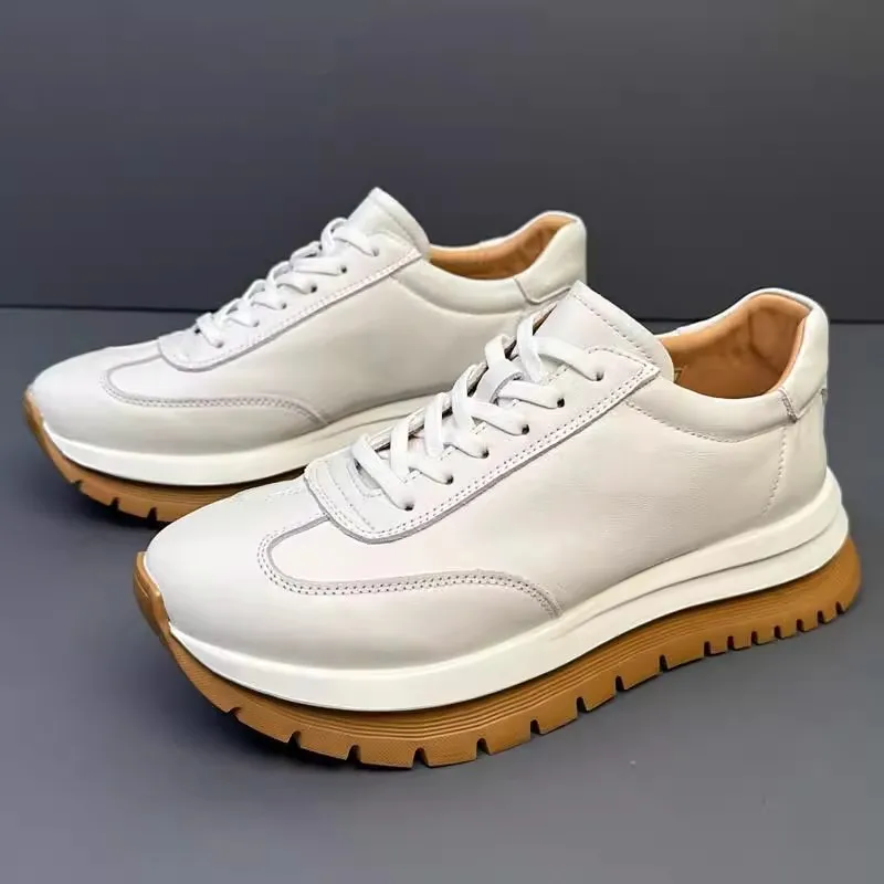 

Genuine Leather Loafers for Men Casual Fashion Sneakers Low Top Comfortable Walking Travel Shoes