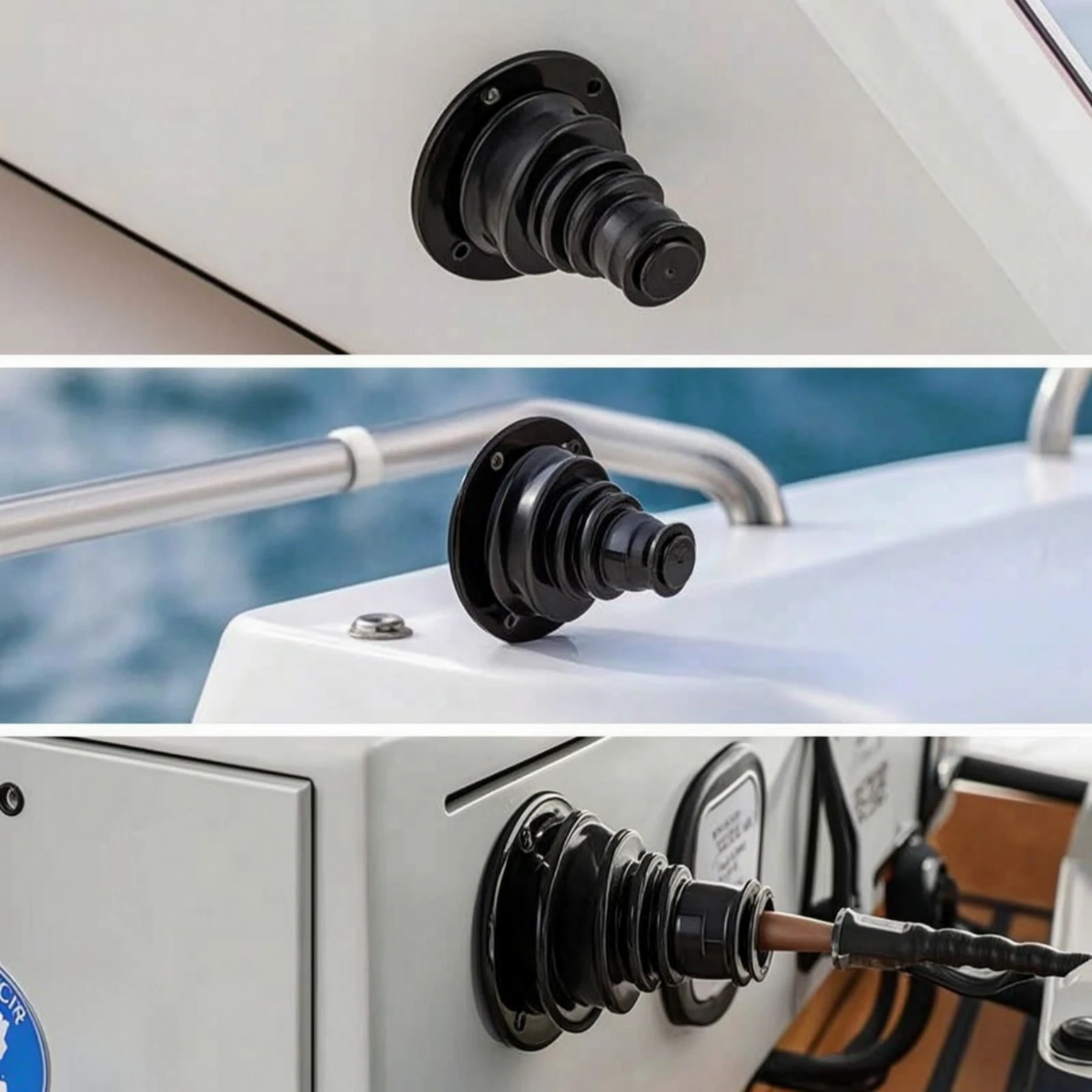 Cable Pass Through Flexible Cable Boot with Flange Cord Boot Protector Impact-Resistant Slimline for Boats, RVs