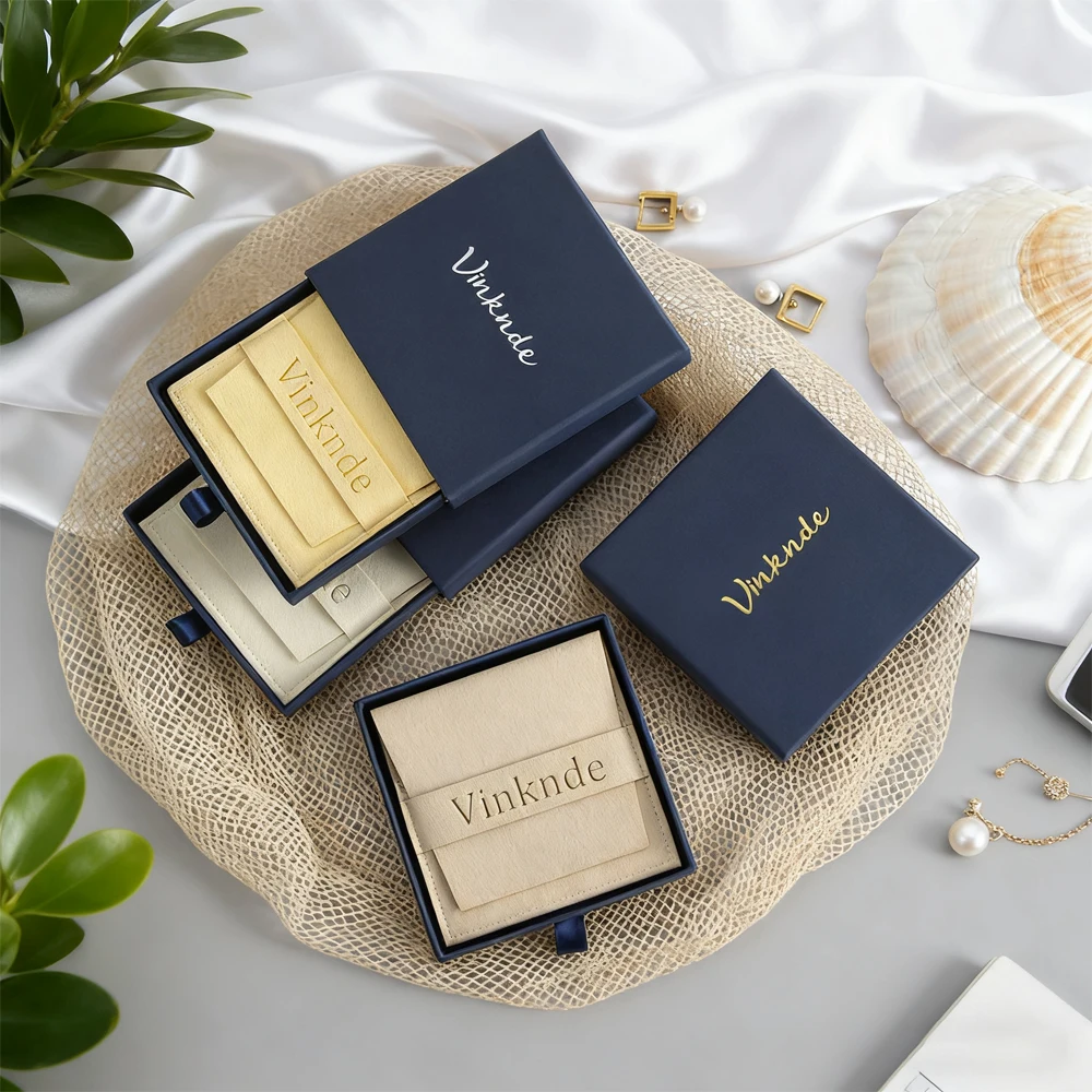 

Новый дисплей для браслета, синий ящик для ювелирных изделий, подарочная сумка из микрофибры, роскошное ожерелье, кольцо, индивидуальный логотип, бумажные упаковочные коробки