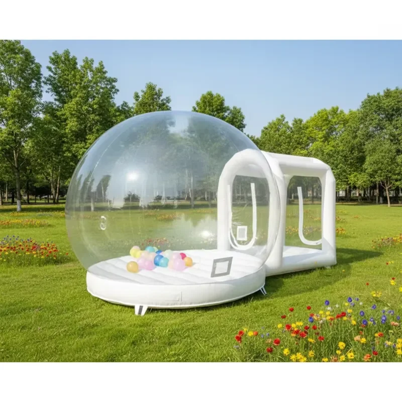 Commercial grade PVC white inflatable castle, trampoline, air cushion house, tent, wedding party, bubble house, balloon