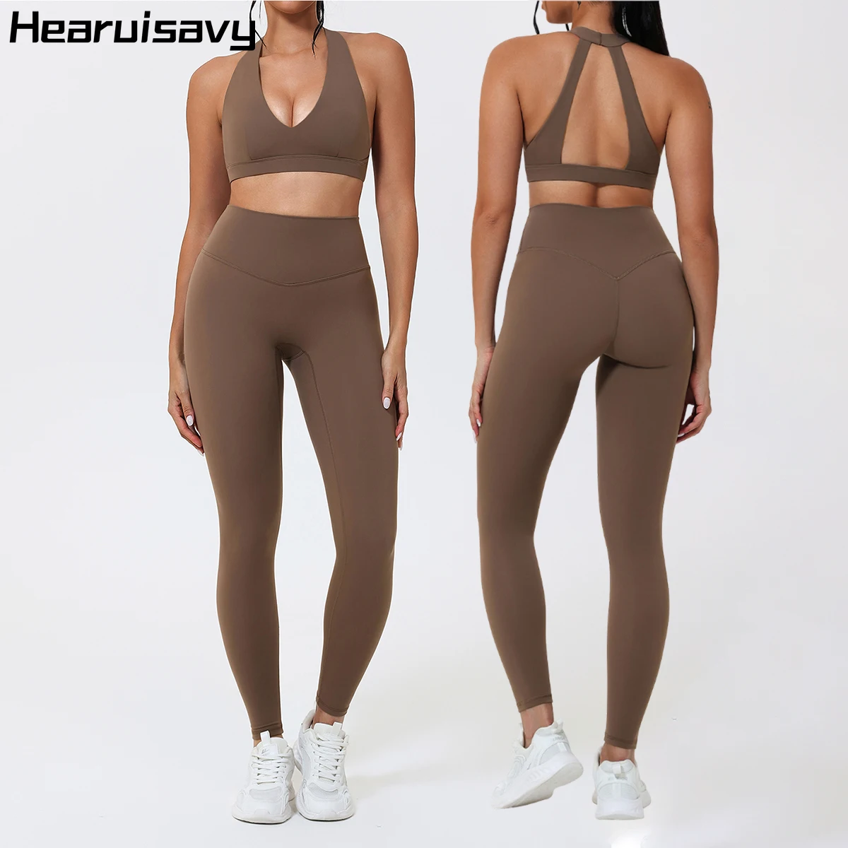 

Спортивный комплект Hearuisavy, 2 предмета: ударопрочный, быстросохнущий топ для фитнеса для девочек, леггинсы для йоги с высокой талией и эффектом подтяжки ягодиц, для бега и тренировок