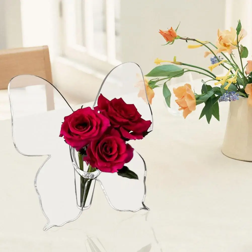 

2 Pcs Butterfly Vase Clear Acrylic Flower Vase Tabletop Decoration Butterfly Vase for Living Room Bedroom Dining Room Office Dec