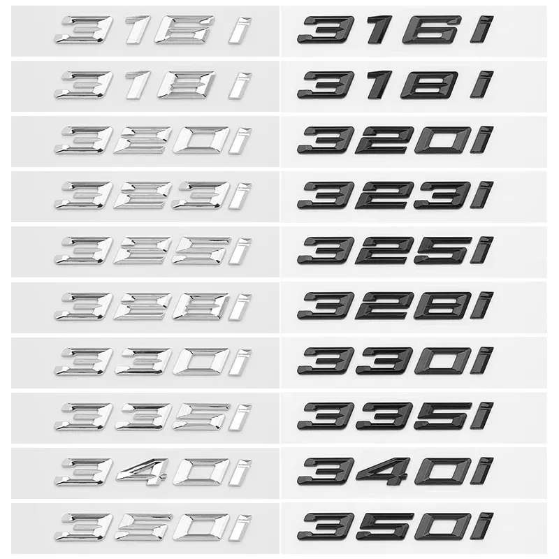 

for new font number 316i 318d 320i 325i letters 328d 330i 340i GT Badge ABS 3 Series E90 E46 F30 car rear enclosure sticker