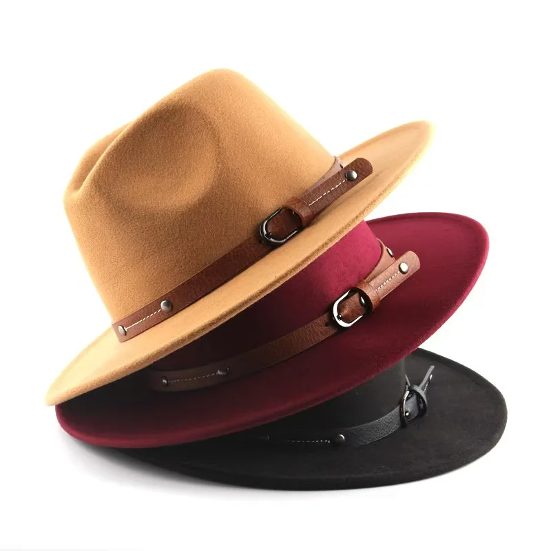 NEWWool Fedora Hut Für Frauen Männer Winter Herbst Mode Kirche Jazz Hüte Viking Britischen Flache Krempe Filz Hut Outdoor Casual Fedoras – Detail 3