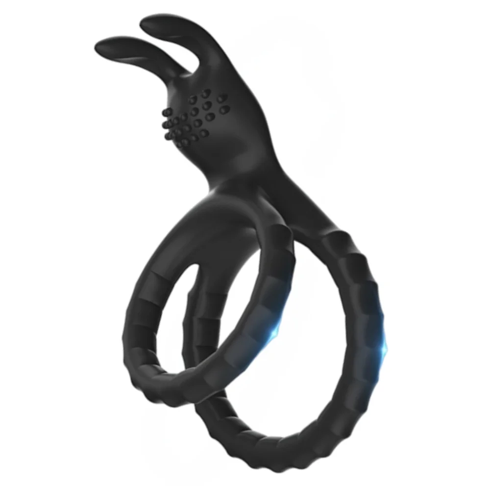 2 In 1 Silicone Penis Ring Cock Ring Clitoral Stimulator Stamina Trainer Endurance Control Sex Toy for Couples