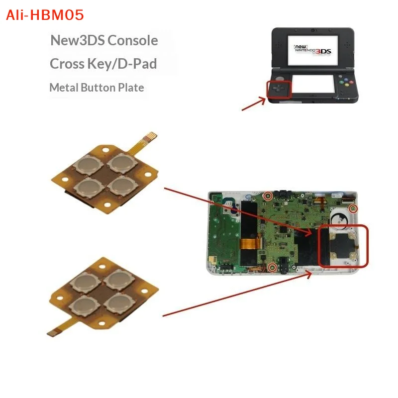 (HB05)1Pc D-Pad Dome Snap PCB Board Buttons Conductive FIlm For New 3DS /3DS XL Controller Key ABXY Button PCB Board Sticker - view 2
