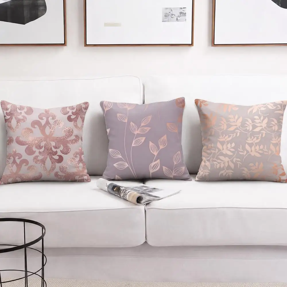 Rose Gold Blush Cushion Cover Short Plush Soft Double-Sided Printing Pillow Case Cozy Sofa Bedroom Home Decor Gift