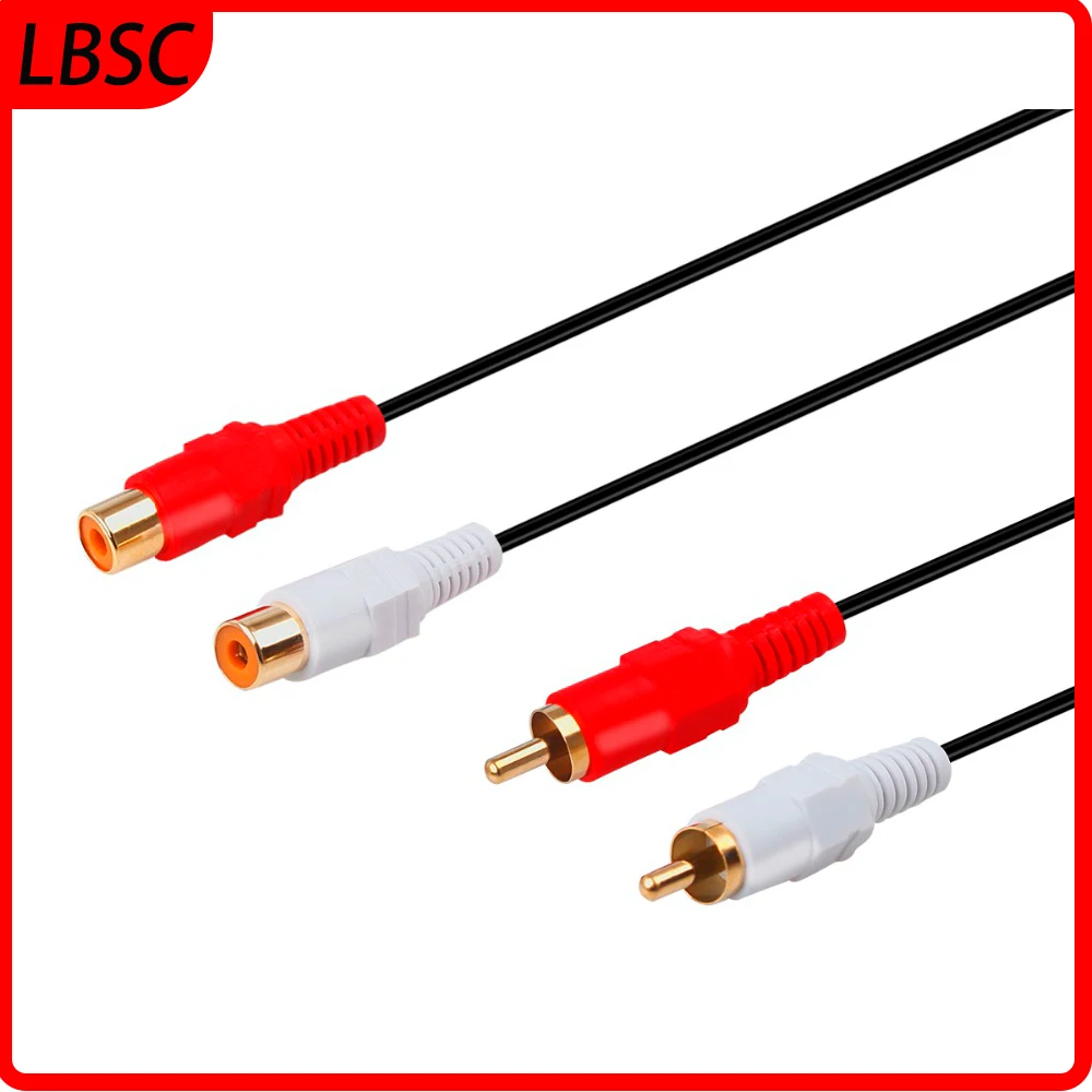 LBSC  RCA Extension Cable - 2RCA Audio Extender Adapter Cable Coupler Male to Female Dual Red/White Connector