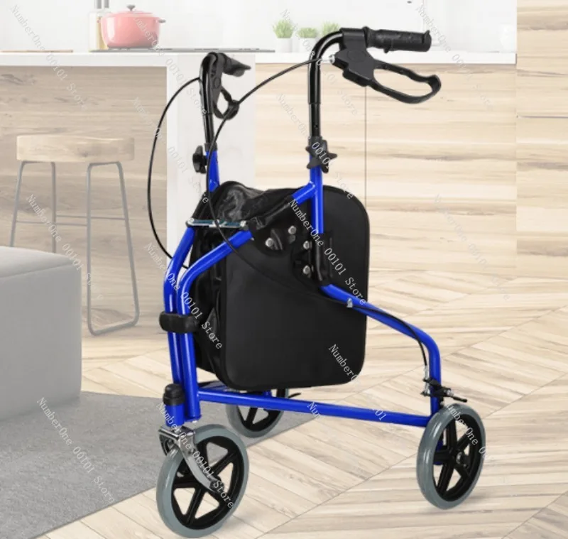 3-Wheel Rollator Walker with Brake, Foldable Shopping Cart for Elderly Rehab Mobility Aid