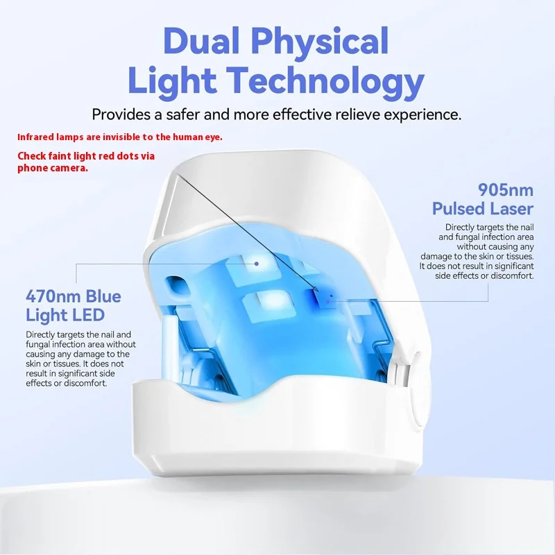 جهاز علاج منزلي لعلاج الأظافر، مصباح علاج فعال لفطريات الأظافر، لإزالة فطار الأظافر بالضوء الأزرق