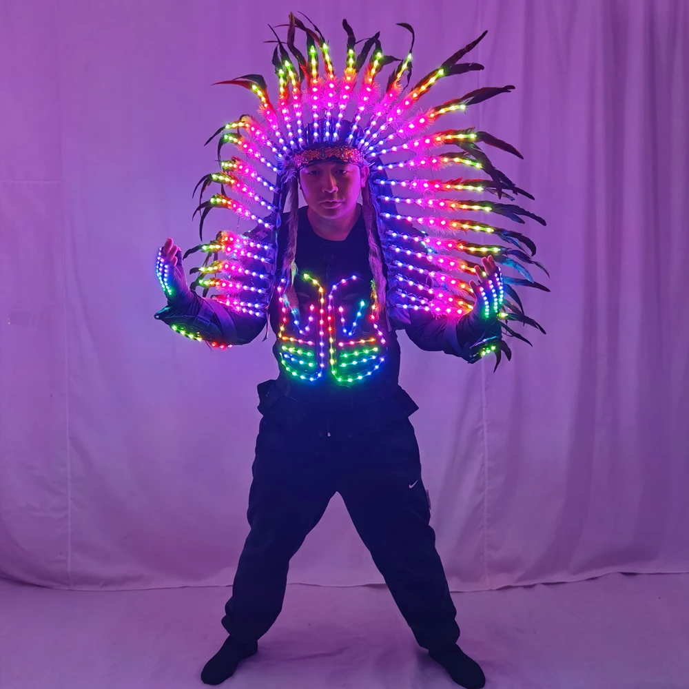 Voll farbige LED leuchtende Rüstung leuchten Jacke leuchtende Kostüme Anzug Bar Dance Team ds Sänger DJ Nachtclub Gogo Kostüm