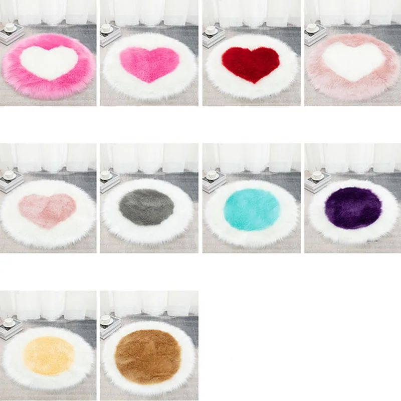 Heart Shaped Carpet Fluffy Round Carpet For Living Room Floor Mats Fluffy Wool Rug Children Bedroom Decorative Fur Area Rugs