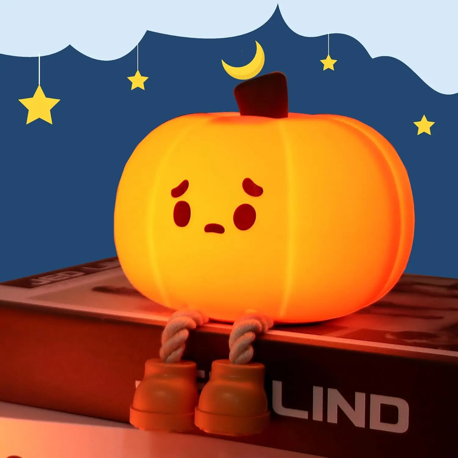 

Cute Pumpkin Silicone Night Light - Colorful Dimmable Rechargeable Nursery Lamp For Breastfeeding Room Décor Halloween Gift