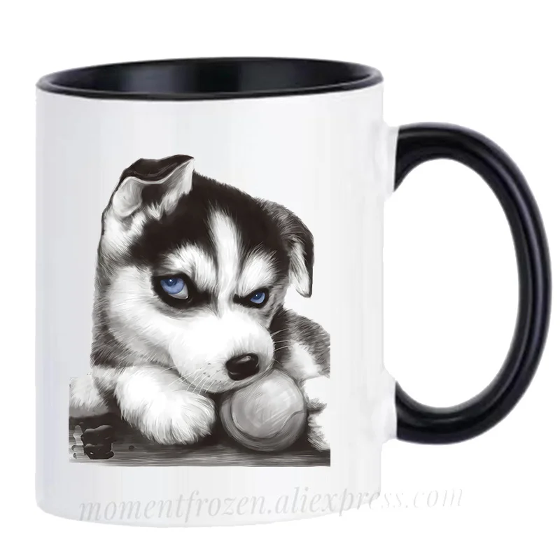 Funny Husky Dog Cups Suits Cat Coffee Mugs Outdoors Party Bonfire Camping Drink Water Juice Coffeeware Home Decal Friends Gifts