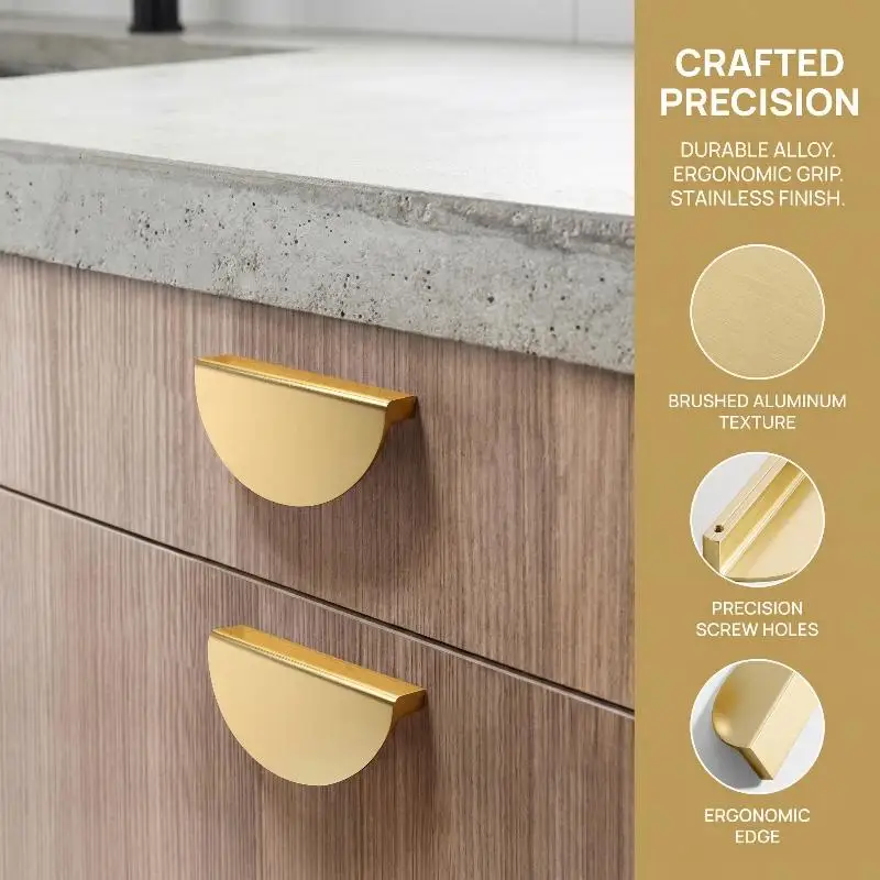 Cabinet Door Semicircle Handle Split Cabinet Shoe Cabinet Door Handle Aluminum Alloy Exposed Gold Round Furniture Door Handle