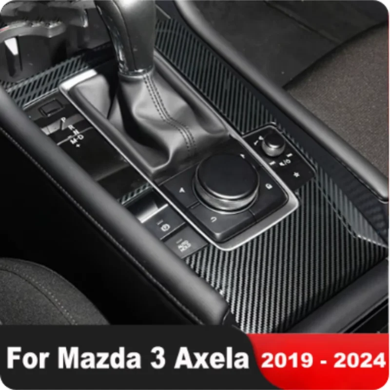 

For Mazda3 Axela 2019-2024 Carbon shift head/center transmission panel cover decorative interior accessories