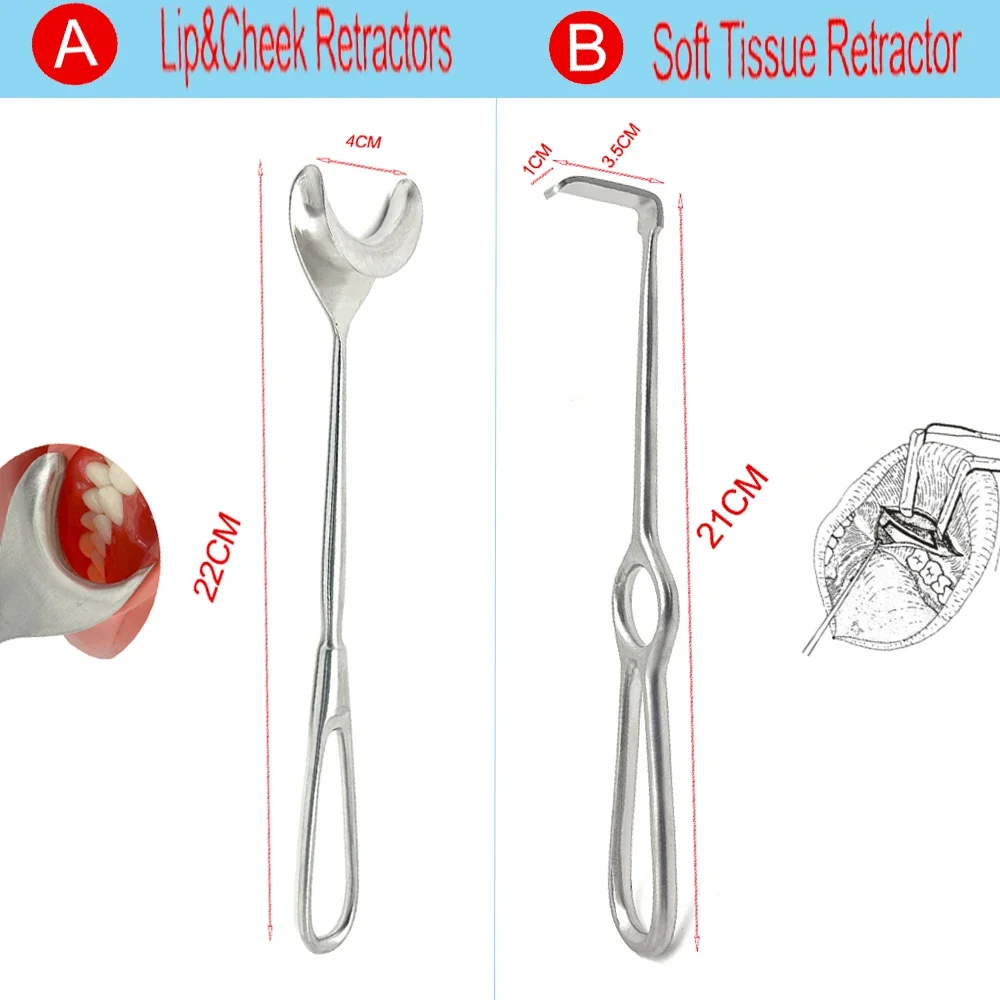 

Dental Surgical Retractor for Implant and Maxillofacial Soft Tissue Management Long Bent Stainless Steel Instrument Set