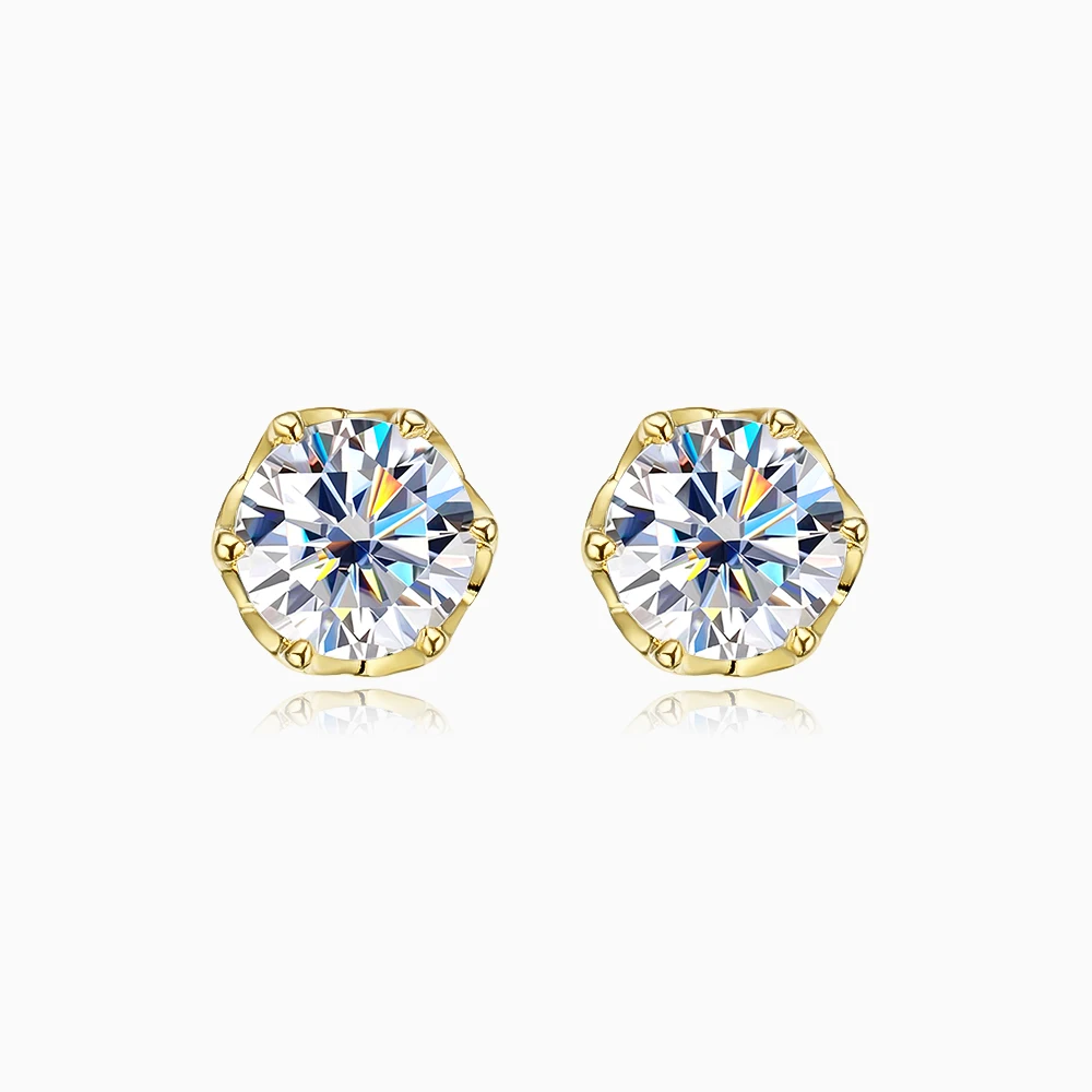 OEVAS Real 0.5/1/2 Carats D Color Moissanite Stud Earrings 100% 925 Sterling Silver Sparkling Engagement Party Fine Jewelry