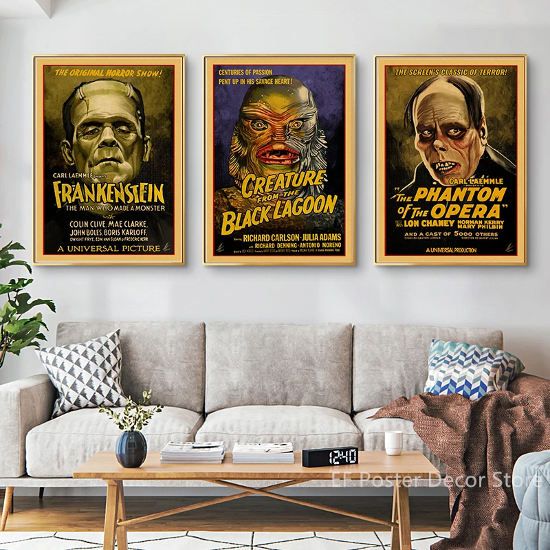 Monsters Movie Poster Retro Kraft Paper Prints Vintage Home Decor Picture Living Room Decoration Horror Film Art Wall Painting