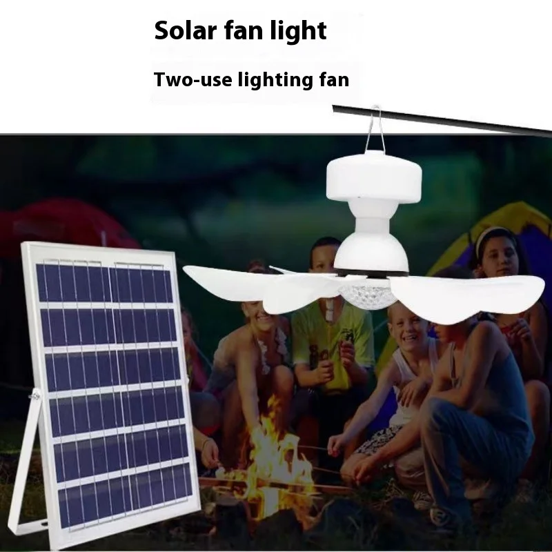 Solar Lamp portable Waterproof Portable remote Solar ceilling fan with LED Light For outdoor Hiking Fishing Emergency Lights