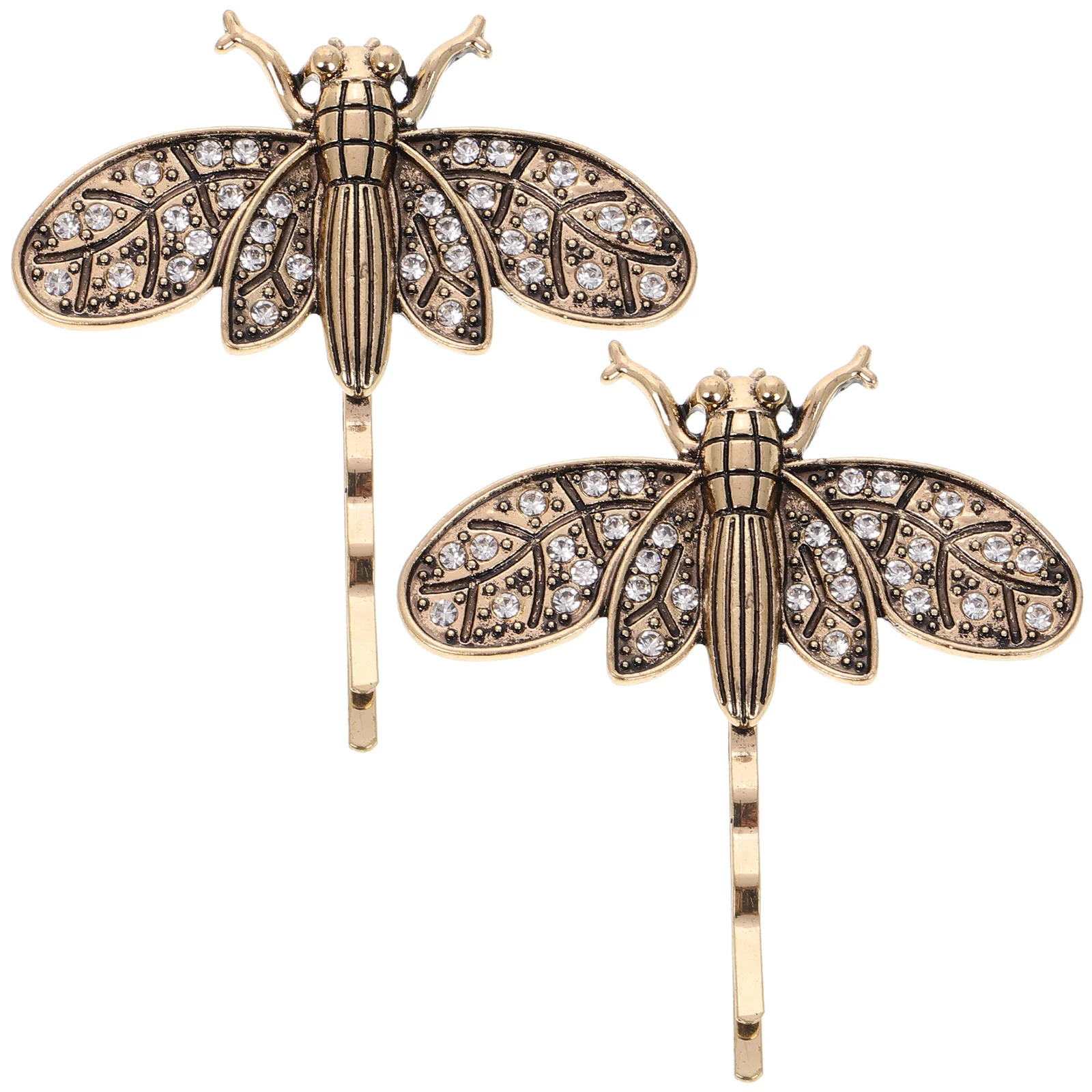 

2Pcs Dragonfly Vintage Hair Clips Rhinestone Small Decorative Hairpins for Women Party Supplies Fashionable Hair Barrettes