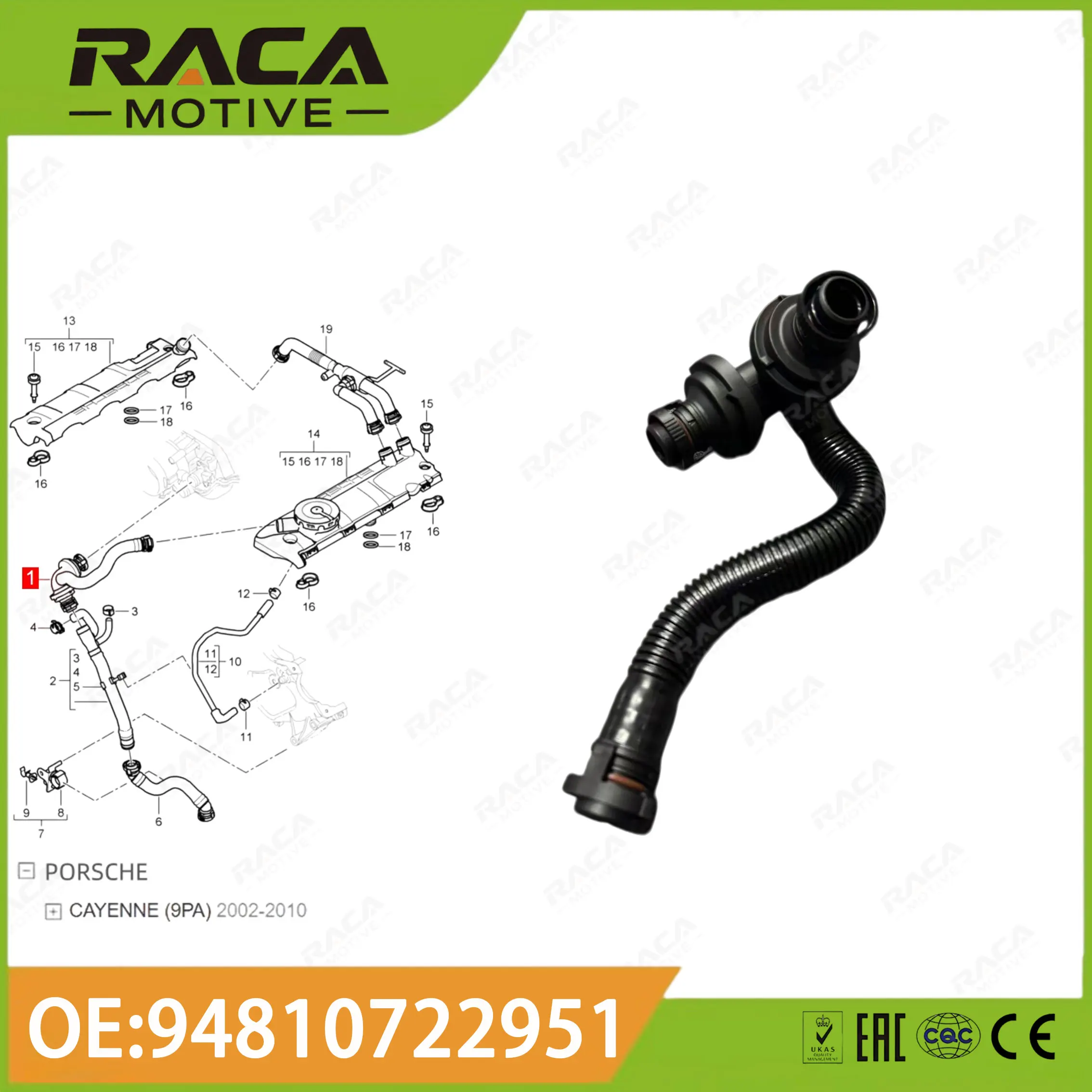 

Crankcase Ventilation Hose Check Valve for Porsche Cayenne (9Pa) 2002-2010 4.8t Turbo S 94810722951
