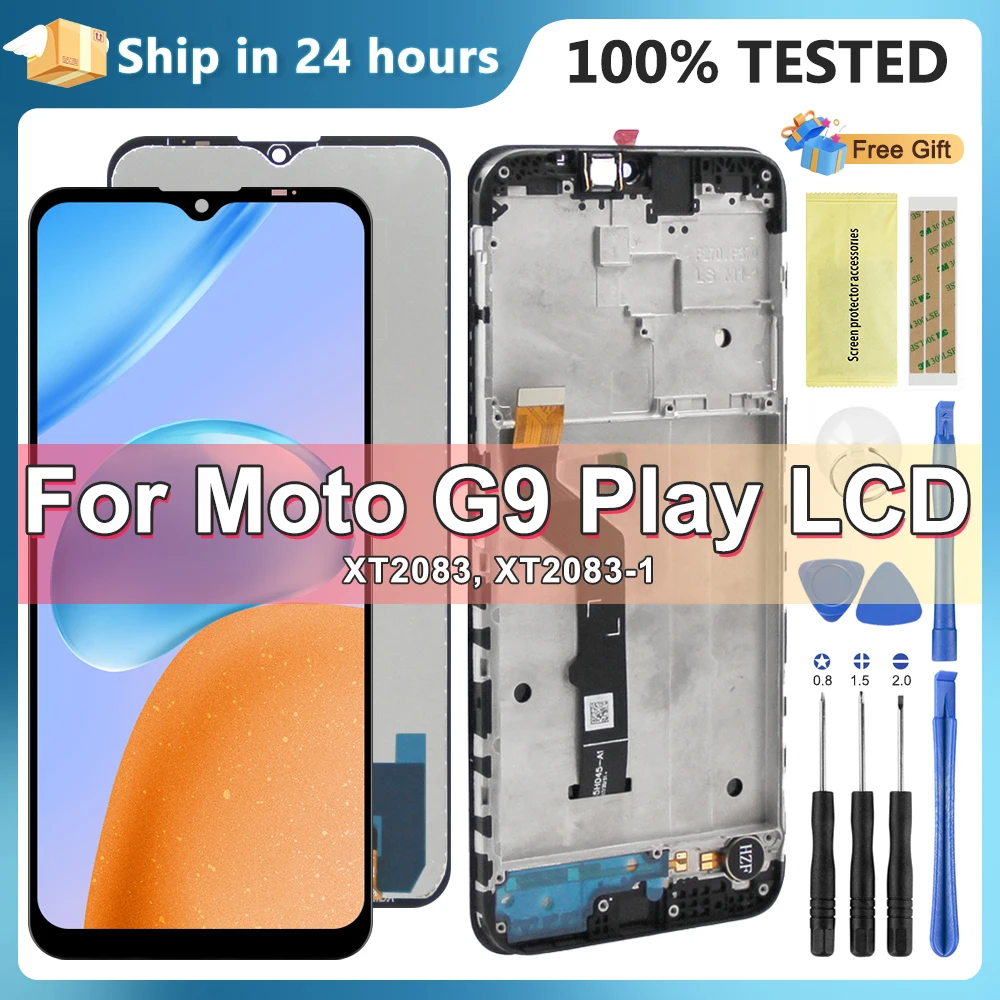 Screen for Motorola Moto G9 Play Lcd XT2083 XT2083-1 Display Touch Screen Sensor Digitizer Assembly for Moto G9 Play with Frame