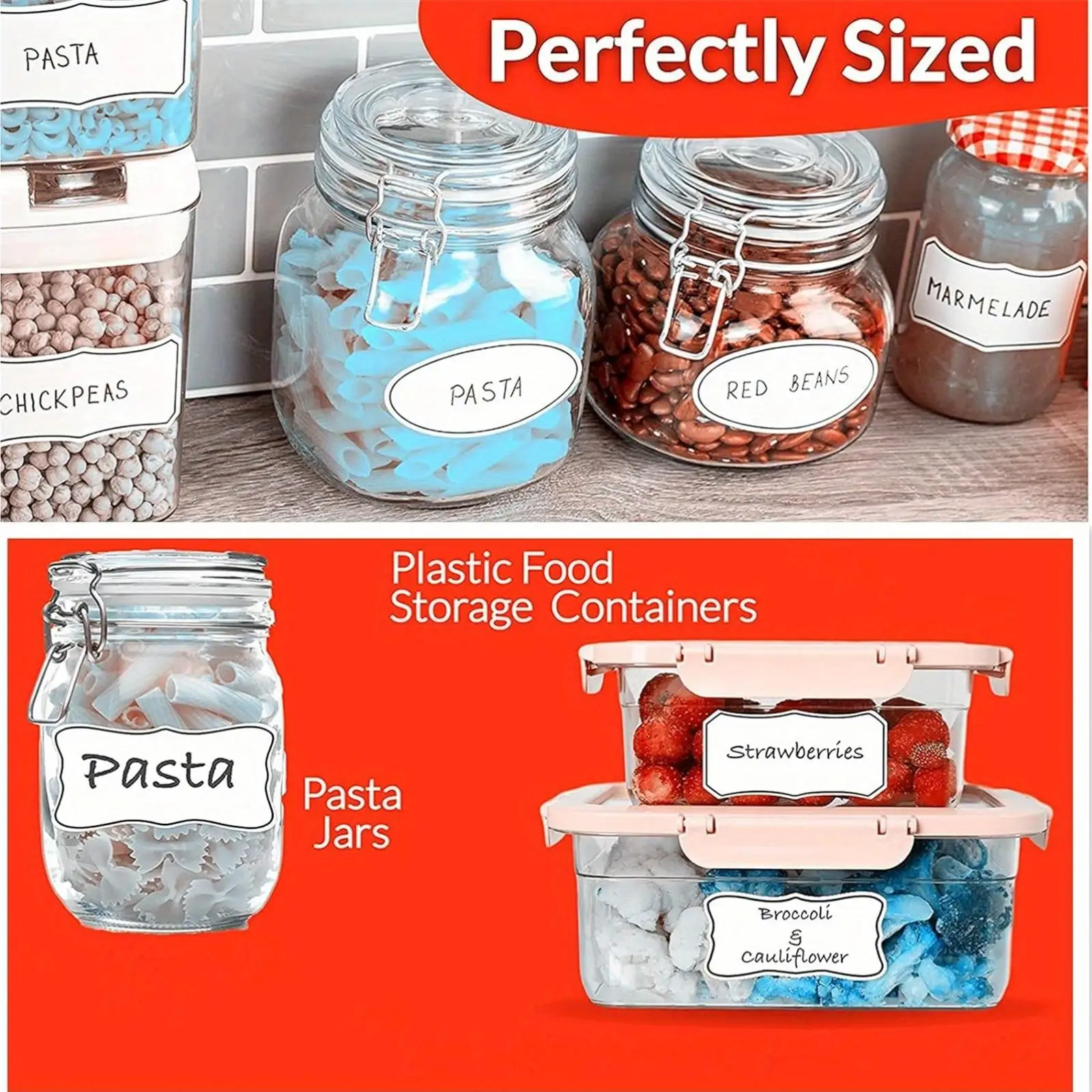 10 Sheets - 1.6*3.1in Four Different Irregular Shape Label Stickers, Writable Classification Stickers, Classification Stickers for Bottles, Cans, and Boxes, Waterproof and Oil-Proof, Easy to Remove, Irregular Blank Stickers, Kitchen Supplies Classification Stickers view 4
