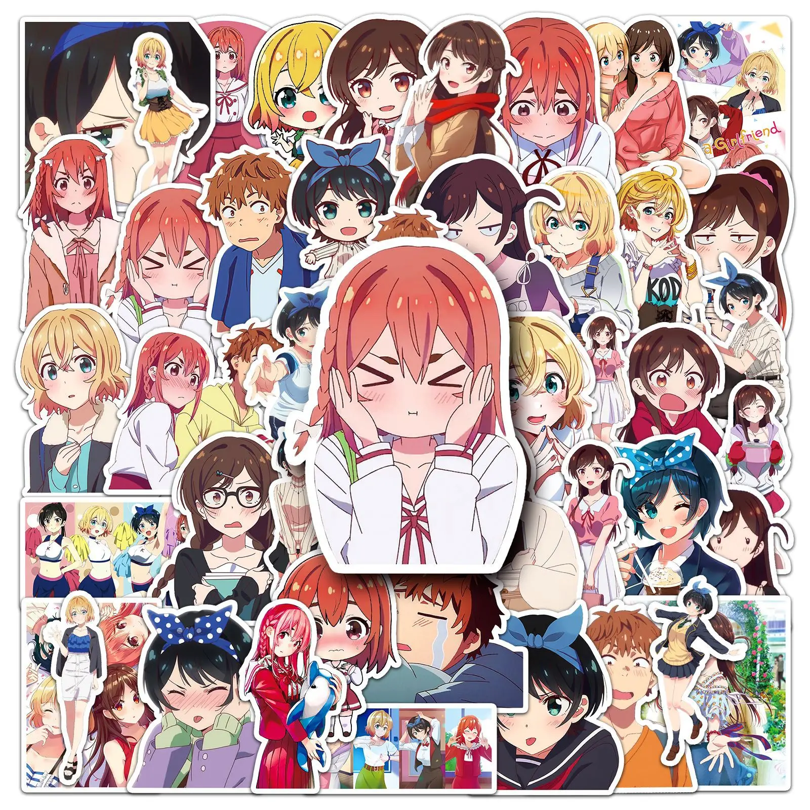 50pcs Anime Rent-a-Girlfriend Graffiti Personalized Japanese Creative DIY Waterproof Stickers for Phone, Skateboard & Luggage