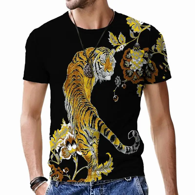 

Animal Lion Tiger Men's T-shirts Clothes Oversized Short Sleeve Casual 3D Print Hip Hop Tops Style Fashion Cool Tees O-Neck Male