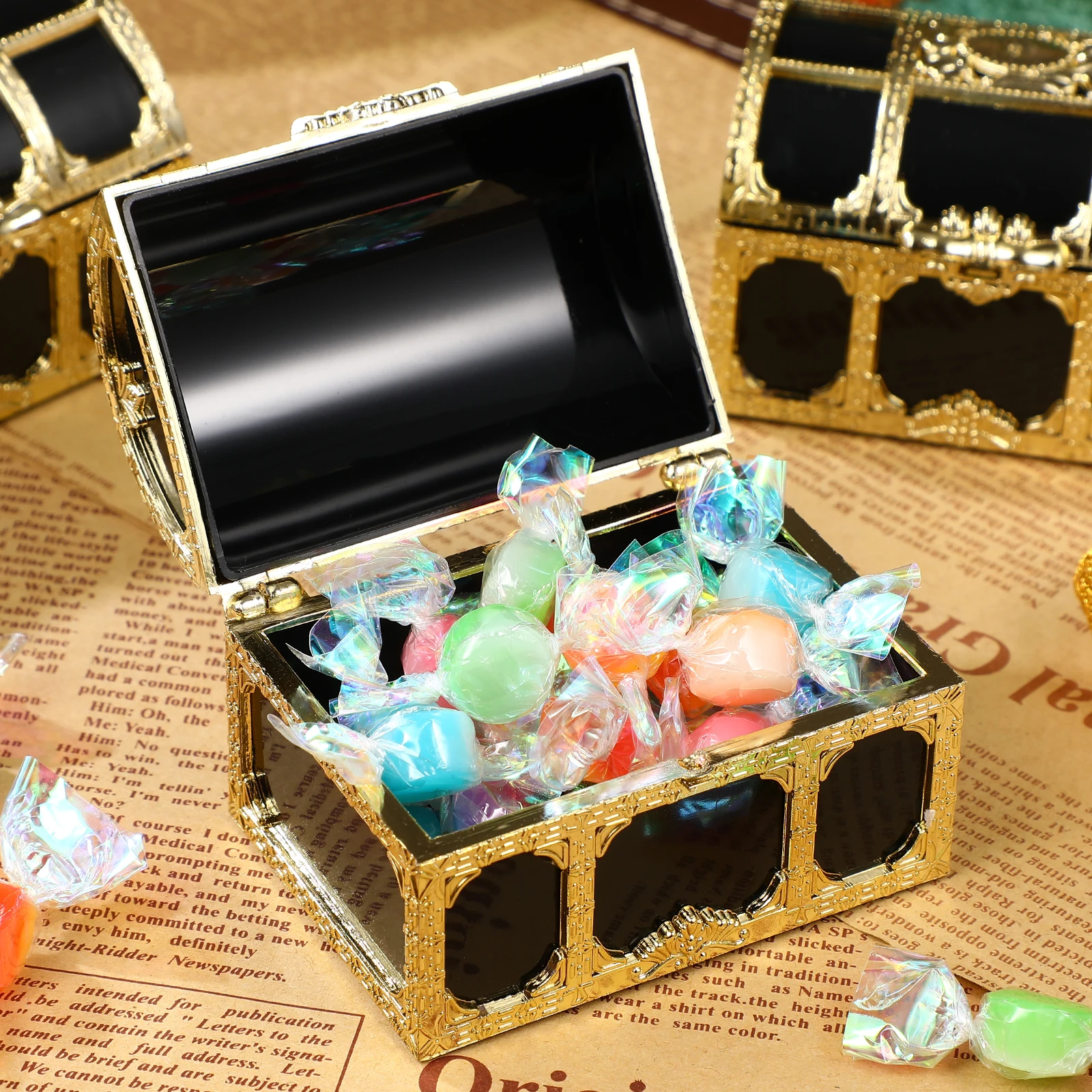

12 Pcs Jewelry Plastic Pirate Sugar Box Child Vintage Candy Small Treasure Chest