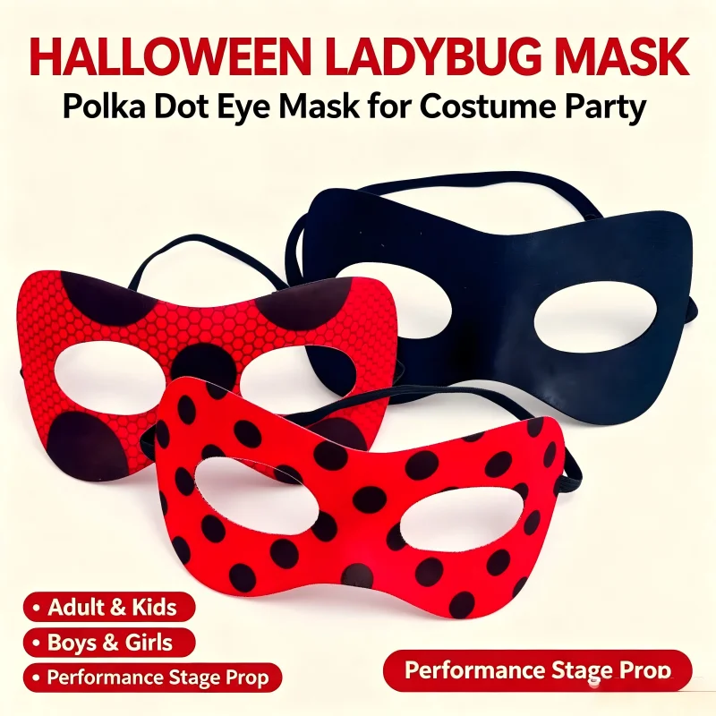 Halloween Polka Dot Ladybug Mask Simple Gift for Adults and Children, Boys and Girls, Performance Stage Costume Props