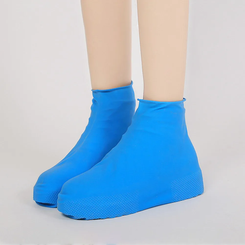 

2Pairs Latex Rain Shoe Covers Waterproof Slip Resistant Outdoor Shoes Protector for Beach Camping Travel Vacation Rainy Day