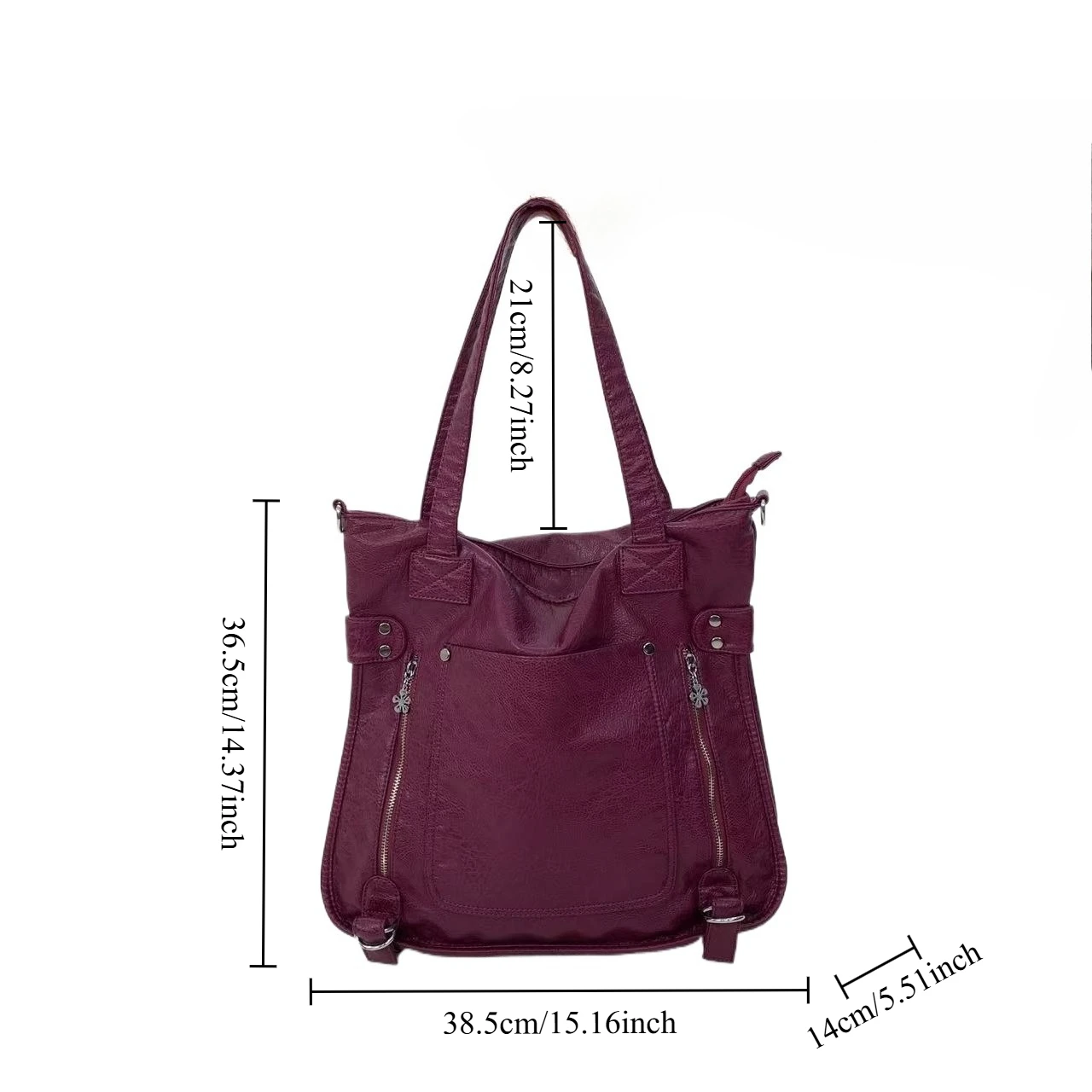 Ladies' fashionable retro Y2K spicy girl handbag, large capacity, multiple pockets, washed vegan leather bag