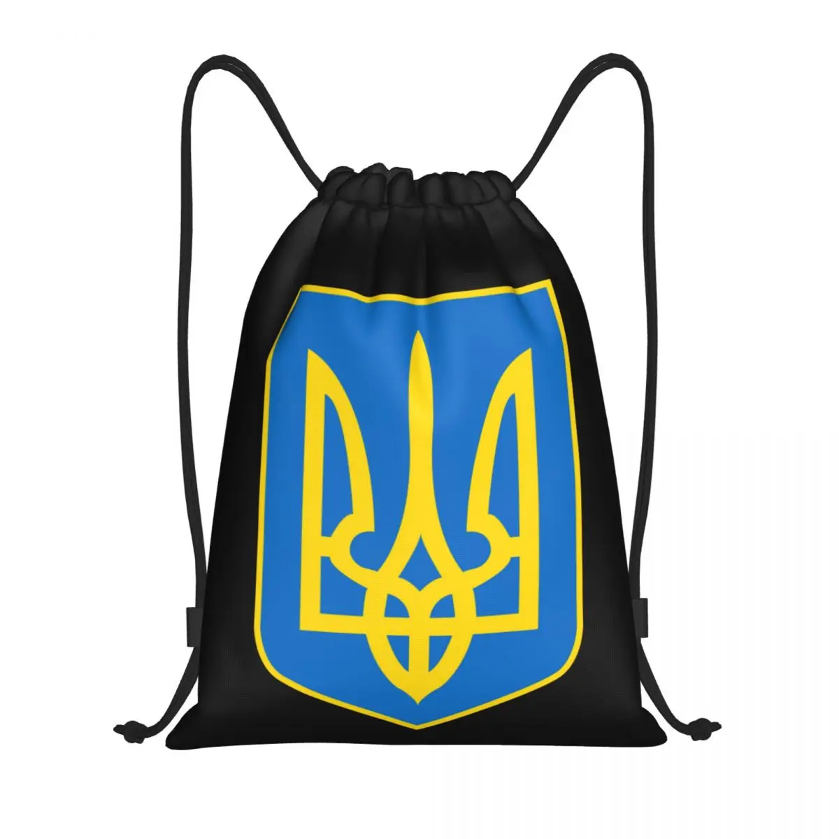 Coat Of Arms Ukraine Flag Drawstring Backpack Women Men Sport Gym Sackpack Portable Ukrainian Emblem Trident Shopping Bag Sack