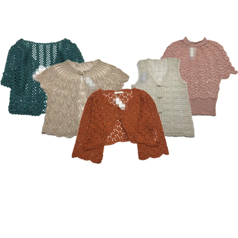 

Двухслойный ажурный однотонный четырехсезонный роскошный вязаный свитер ручной работы в стиле ретро с цветочной вышивкой для женщин