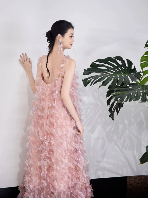 

Pink Evening Gown Wedding Morning Dr Sweet Sle High Waist Floor Length No Sve Zipper Bal for Women Bride Birthday