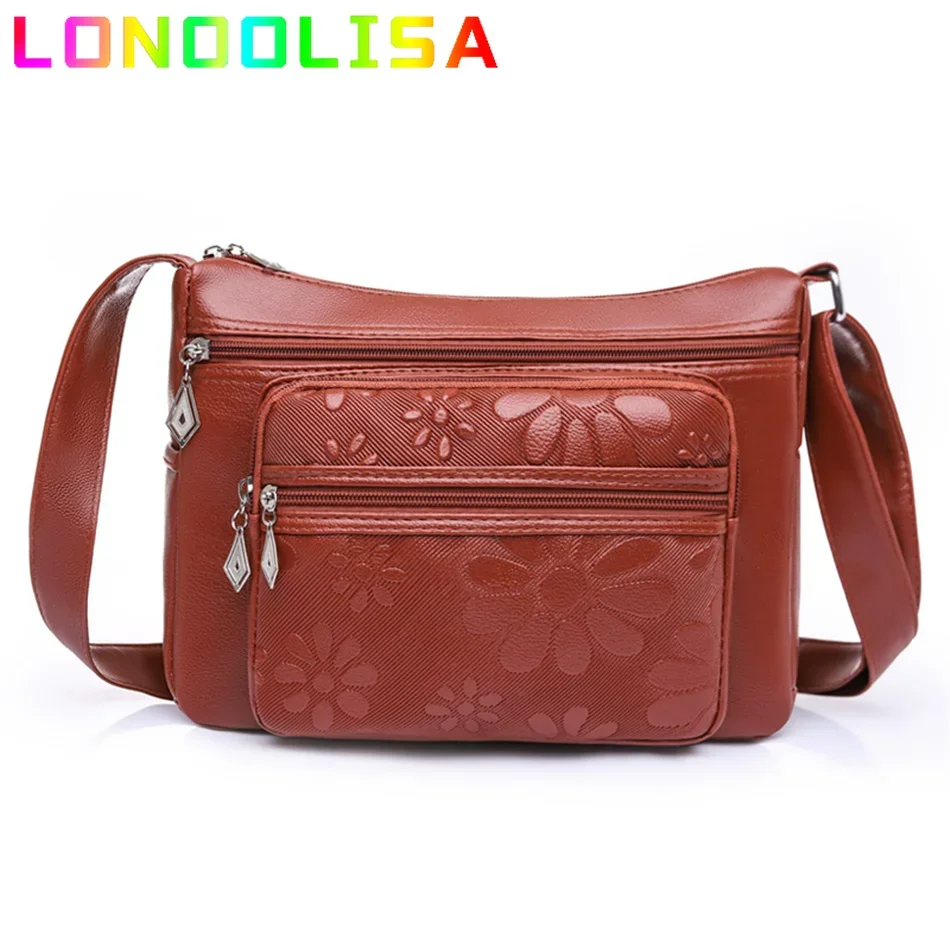 Multi-pocket Printing Women's Bags Casual Large Capacity Shoulder Crossbody Handbags and Purse Pu Leather Messenger Sac A Main