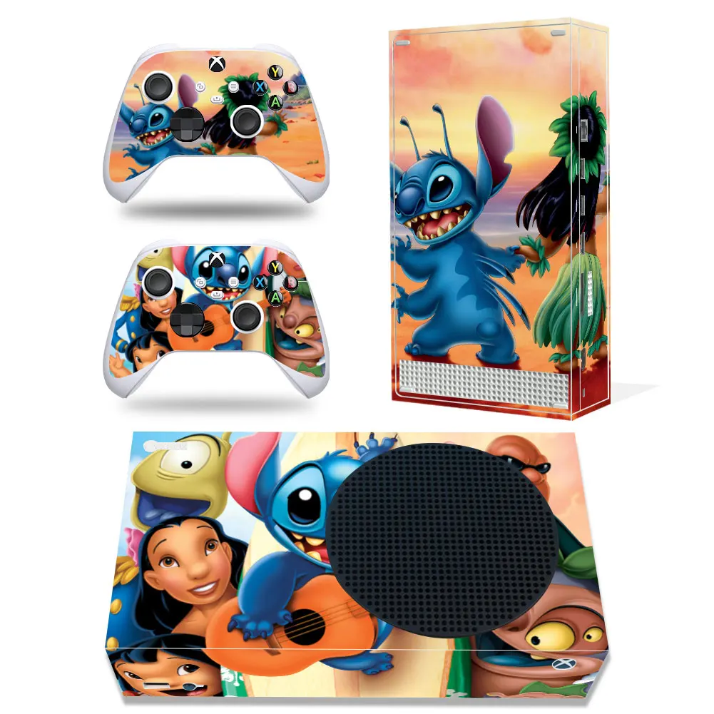 Disney Stitch Mickey Cartoon naklejka naklejka na konsolę Xbox Series S i 2 kontrolery Xbox Series S skórka naklejka Vinyl