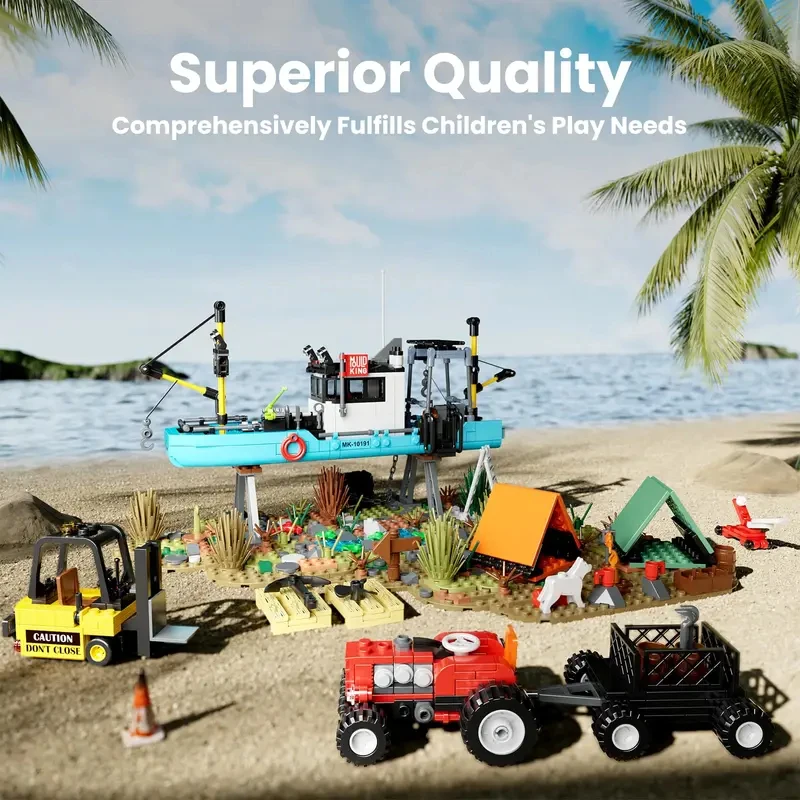 

Mould King 10191 Repair Yard Building Set Fishing Boat Blocks Kits Fisherman's Wharf House Model Kids DIY Toys Adults Boys Gifts