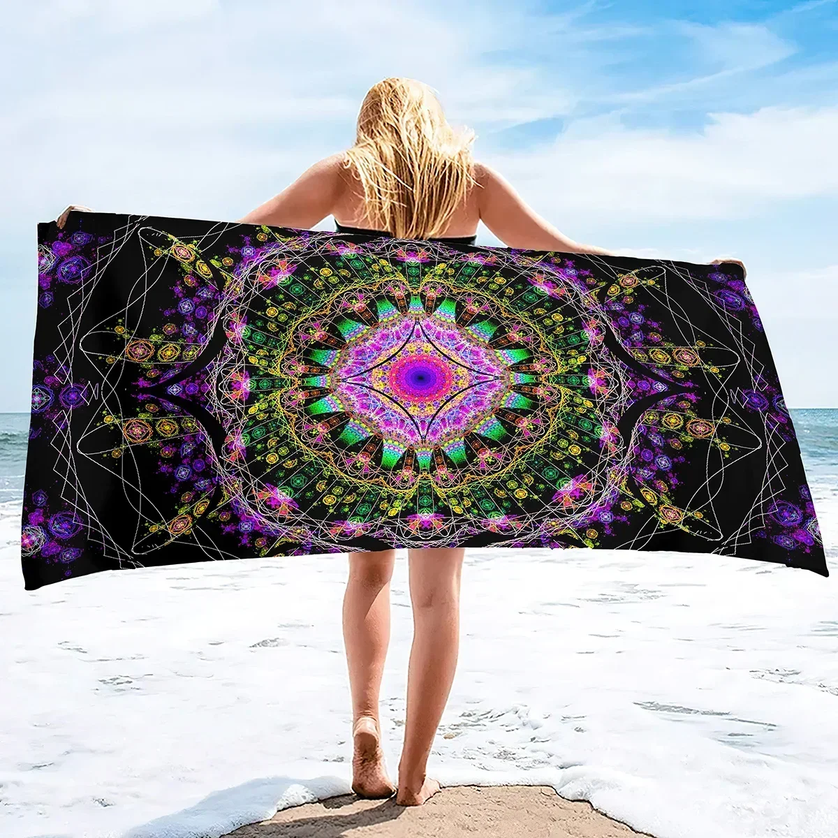 Oversize Beach Towel  Boho Mandala Cool Travel Lightweight Sand Free Quick Dry  Towels 70X140cm    80X160cm